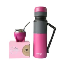 Kit Termo + Guampa + Bombilla + Caja de Regalo Contigo Mate Pampa 1.1L Fucsia