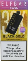 Vape Descartável Elf Bar TE30K Black Gold Limited Edition Grape Raspberry Ice 30000 Puffs