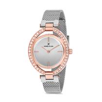 Relogio Analogico Feminino Daniel Klein Premium DK12194-4 - Prata e Rosa Ouro