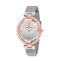 Relógio Analógico Feminino Daniel Klein Premium DK12194-4 - Prata e Rosa Ouro