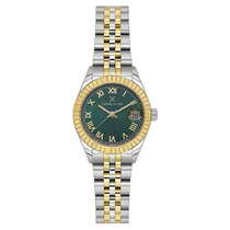 Relogio Analogico Feminino Daniel Klein DK.1.14097-4 Premium Lady / Pulseira de Aço Inoxidável - Prata/Gold/Verde