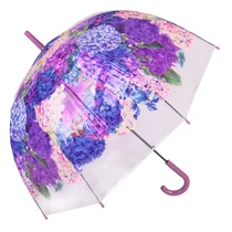 Guarda Chuva Automático Reforçado com Desenho Hortencias Lilas.