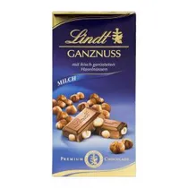 Barra Chocolate Lindt Premium Ao Leite com Avelãs Inteiras 100G