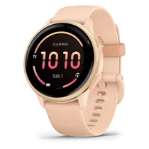 Smartwatch Garmin Vivoactive 6 010-02985-03 com Tela 1.2 Amoled / 5 Atm / 42MM / Wi-Fi - Pink Dawn