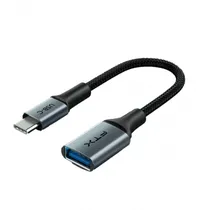 Adaptador USB-C Macho para USB-A Fêmea FTX Otg CT-CMAF3.0, 5GBPS, Carcaça de Alumínio, Nylon Trançado  Adaptador U...