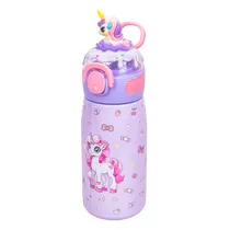 Garrafa Térmica Infantil de Unicórnio 470ML Lilás