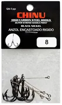 Anzol Top Fishing Chinu Duplo Encastoado Rigido 08 com 5 Pçs