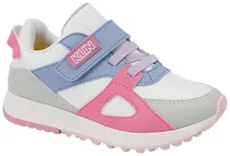Tênis Infantil Klin Walk Mini 216 - Branco/Pink/Azul