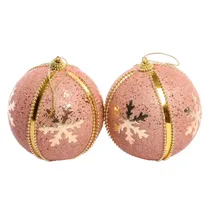 Bola de Natal Vermelha/Dourada com Design de Floco 10CM 2 Peças.