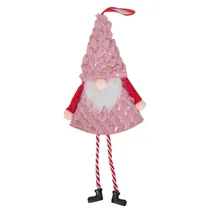 Enfeites de Natal Pendentes de Gnomos com Chapéu de Lantejoulas 4 X 14CM