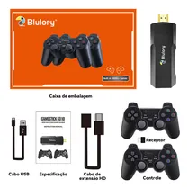 Consola Blulory Game Stick Lite 4K com Mais de 10000 Jogos Retro (PS1, Nes, Snes, GB, GBC, Gba, Genesis MD, Atari), 2 Controles , USB -Preto