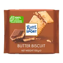 Barra Chocolate Ritter Sport Leite e Biscoito 100G