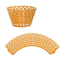 Kit Wraps para Cupcakes Coracoes W25 Dourado 25PCS
