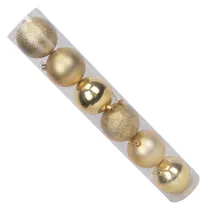 Bolinhas de Natal com 6 Pçs de 8 CM Dourado