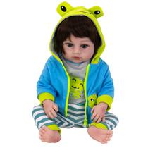 Boneca Baby Reborn V-023 - 48CM - Silicone - Roupa Azul Claro