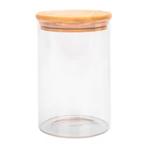Pote de Vidrio Tampa de Bambu 10X15CM