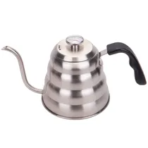 Cafeteira de Aço Inox Bico de Ganso com Termômetro Prateado