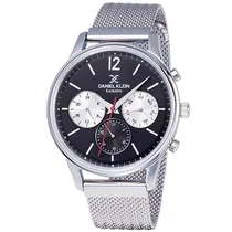 Relógio Analógico Daniel Klein Exclusive DK11906-2 Masculino Pulseira de Aço Inoxidável - Prata e Preto