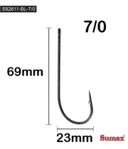 Sumax Anzuelo S92611-BL-7/0-C100 Plateado