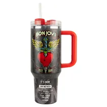 Copo Térmico Weedoo Bon Jovi - 1.2L - com Canudo - Preto e Vermelho  Copo Térmic...