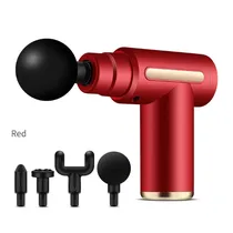 Massageador Eletrico Corporal Muscular Portatil Gun BX-720 com 6 Niveis e 4 Acessórios - Vermelho