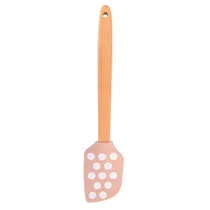 Espátula de Silicone com Desenho e Cabo de Madeira Amarelo 24CM