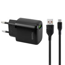 Carregador Yookie EI2Y - 18W - USB - Cabo Tipo C - Bivolt - Preto