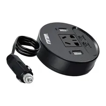 Inversor para Carro Wolulu AS-330221 In-Car / 150W / 2X USB-C / 2X USB-A / 220V ~ 50/ 60HZ - Preto  Inversor pa...