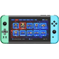 Console Portátil Powkiddy X70 64GB de 7" com 5.000 Jogos - Verde/Azul (Espanhol/Inglês)
