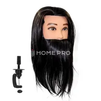 Cabeça de Boneco para Treino Barbeiro/Cabeleireiro c/ Barba- Preto
