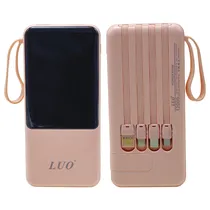 Carregador Portatil Powerbank Luo LU-6070 / 12000MAH / 2X USB-A / 1X USB-C / Cabo Embutido Micro-USB / USB-C / Lightning / USB-A - Rosa
