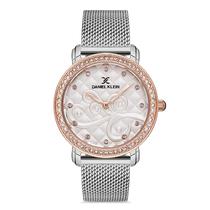 Relogio Analogico Feminino Daniel Klein DK.1.12730-6 Premium Ladies / Pulseira de Malha - Prata/Rose Gold