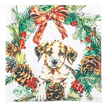 Capa de Travesseiro Natalina 43X43CM com Design de Cachorro