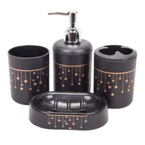 Kit Banheiro Plástico Preto 4 Peças