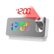 Relogio Espelho Digital LED de Mesa com Projetor S282A / Alarme / Temperatura / LED Branco - Branco