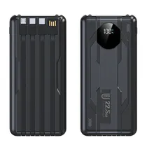 Carregador Portátil Powerbank Ur UP-11 / 20000MAH / 22.5W / USB / USB-C / Micro USB / com Cabo Embutido Lightning - USB - USB-C - Micro USB - Preto