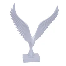 Estátua Decorativa de Pássaro Em Resina 46 CM Cinza