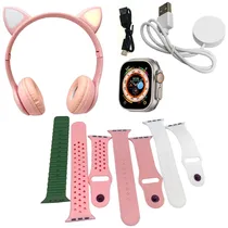 Kit Smartwatch TK702 com Bluetooth - Dourado + Fone de Ouvido Sem Fio