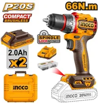 Parafusadeira e Furadeira Sem Fio Ingco CDLI20668 20V (X2 Baterias) 220V-50/60HZ
