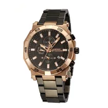 Relógio Analógico Masculino Sergio Tacchini ST.1.10018-3 com Pulseira de Aço Inoxidável - Preto e Dourado