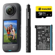 Kit Câmera de Ação INSTA360 X4 Adventure Bundle Cinsabma - 72MP - 8K - À Prova D'Água - Preto
