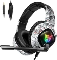 Fone Gamer Onikuma K19 Hadset com Fio - Preto Camuflagem Branco