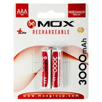 Pilha Recargável Mox AAA MO-B2AAA30 2 Unidades 3000MAH 1.2V