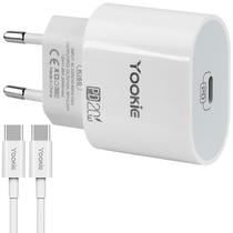 Carregador Yookie KI60 USB-C de 20 Watts 220V ~ 50/60 HZ + Cabo USB-C