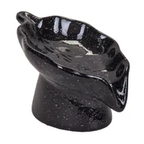 Saboneteira Porcelana Design de Folha para Banheiro Preto