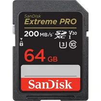 Memória SD Sandisk Extreme Pro 200-90 MB/s C10 U3 V30 64 GB (SDSDXXU-064G-GN4IN)