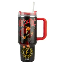Copo Térmico Weedoo Ac/DC Angus Young - 1.2L - com Canudo - Preto e Vermelho  Copo Térmic...