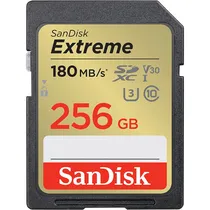Memória SD Sandisk Extreme 180-130 MB/s C10 U3 V30 256 GB (SDSDXVV-256G-Gncin)