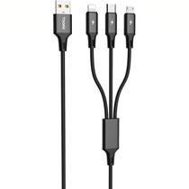 Cabo Yookie EC06 - 3 Em 1 - USB/Tipo c/Lightning/Micro USB - 1 Metro - Preto