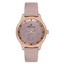 Relógio Analógico Feminino Daniel Klein DK.1.12667-2 Premium Ladies / Pulseira de Couro - Rose Gold Glitter